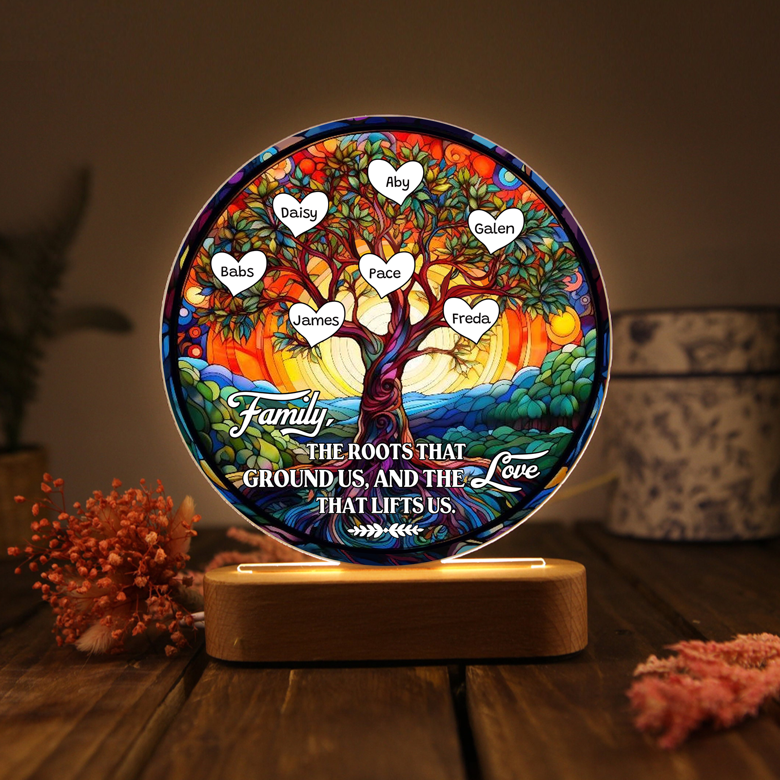7 Names Personalized Tree of Life LED Night Light Family The Roots That Ground Us and the Love That Lifts Us Gift for Grandparents | Jessemade