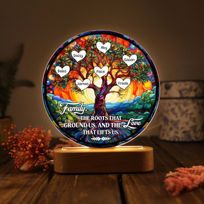 7 Names Personalized Tree of Life LED Night Light Family The Roots That Ground Us and the Love That Lifts Us Gift for Grandparents | Jessemade