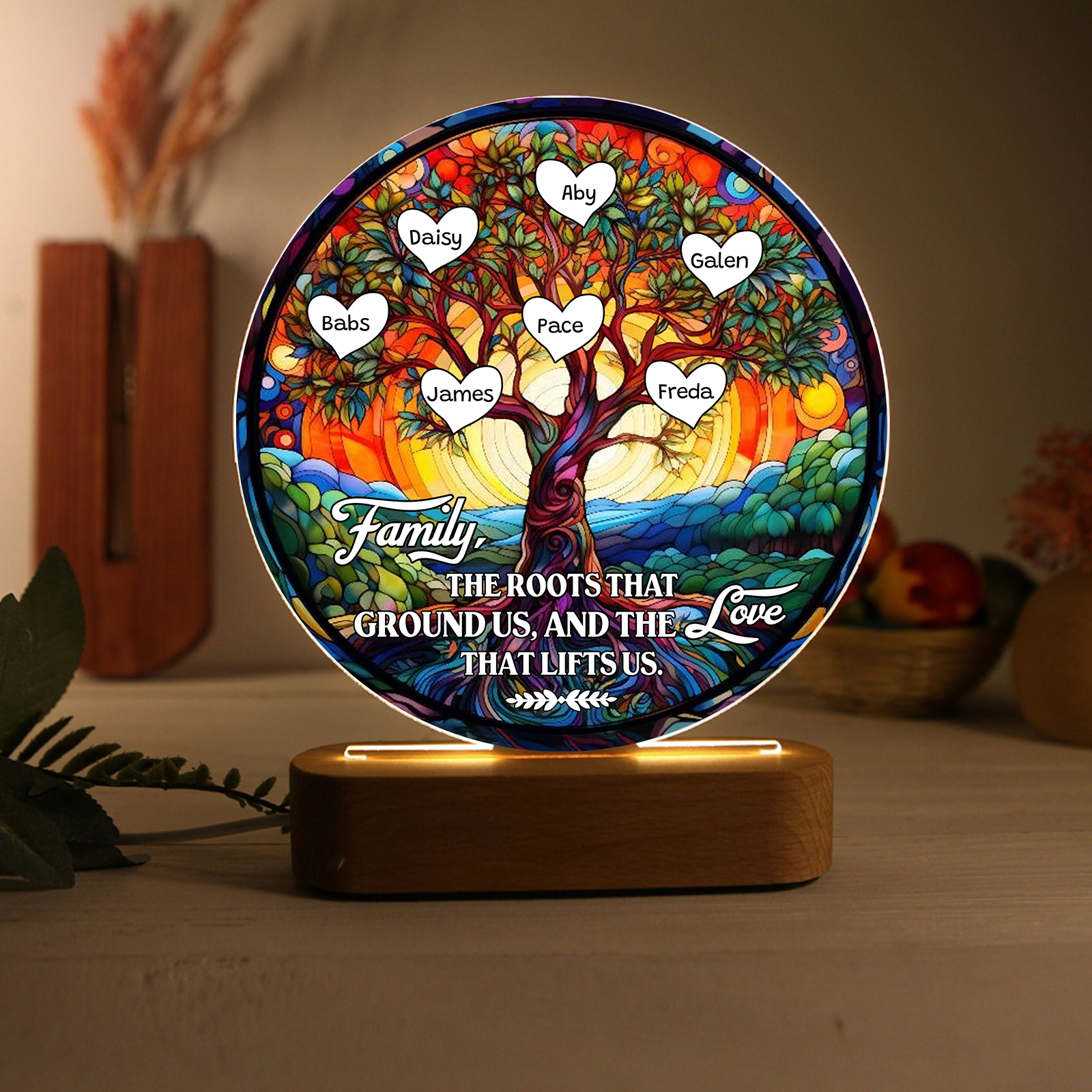 7 Names Personalized Tree of Life LED Night Light Family The Roots That Ground Us and the Love That Lifts Us Gift for Grandparents | Jessemade