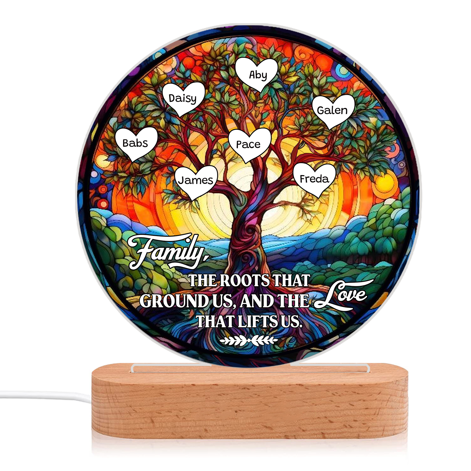 7 Names Personalized Tree of Life LED Night Light Family The Roots That Ground Us and the Love That Lifts Us Gift for Grandparents | Jessemade
