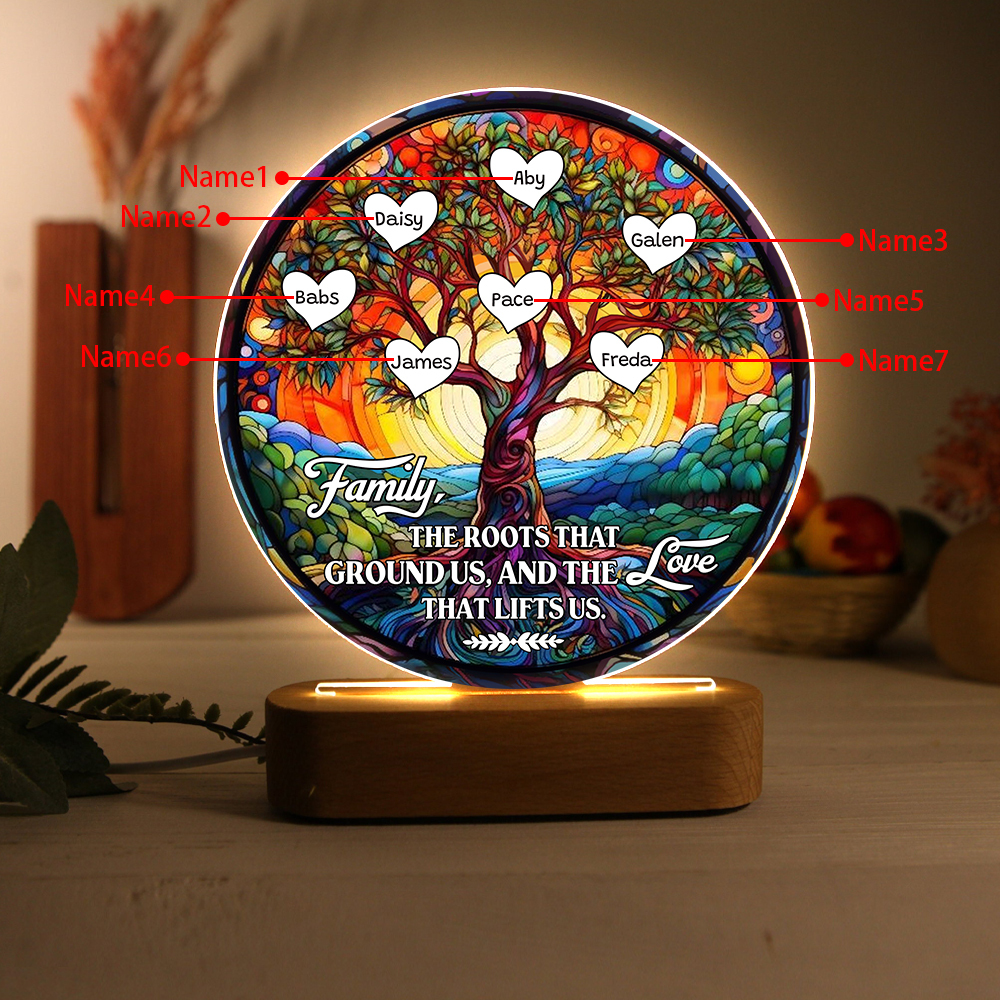 7 Names Personalized Tree of Life LED Night Light Family The Roots That Ground Us and the Love That Lifts Us Gift for Grandparents | Jessemade