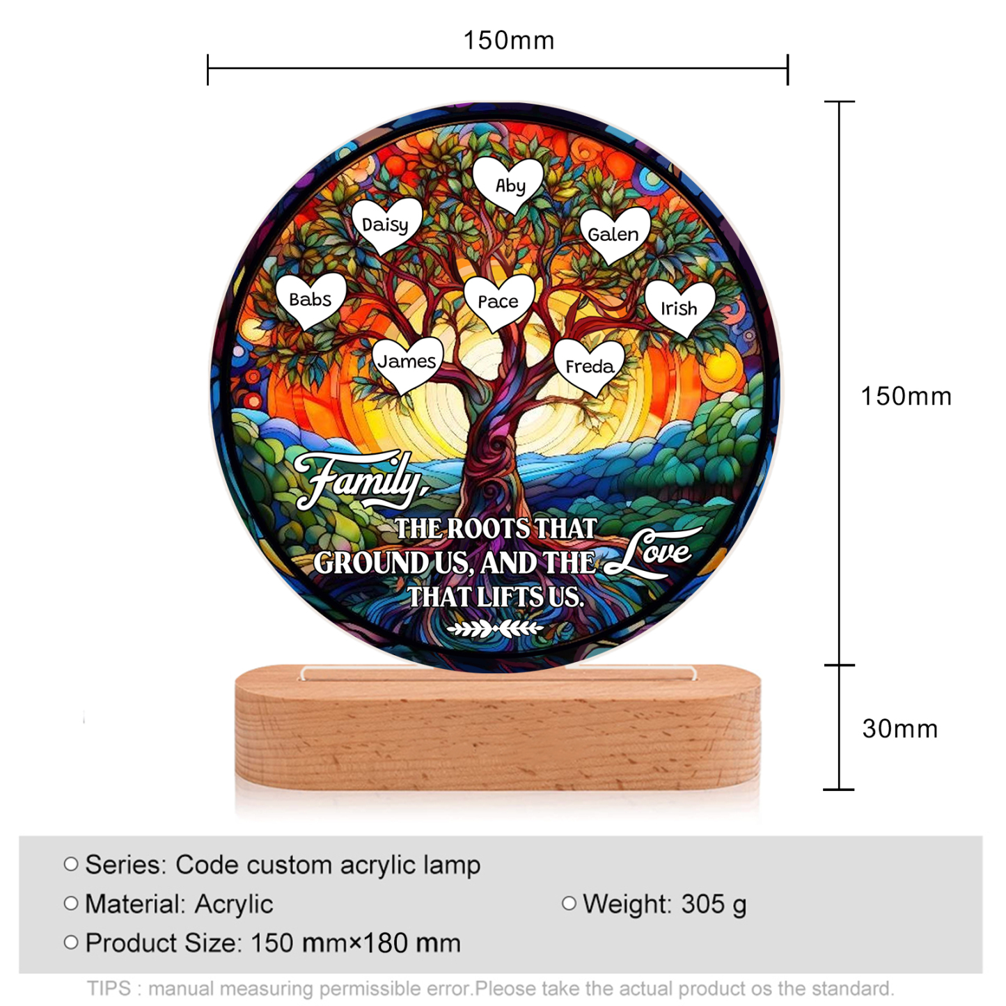 8 Names Personalized Tree of Life LED Night Light Family The Roots That Ground Us and the Love That Lifts Us Gift for Grandparents | Jessemade