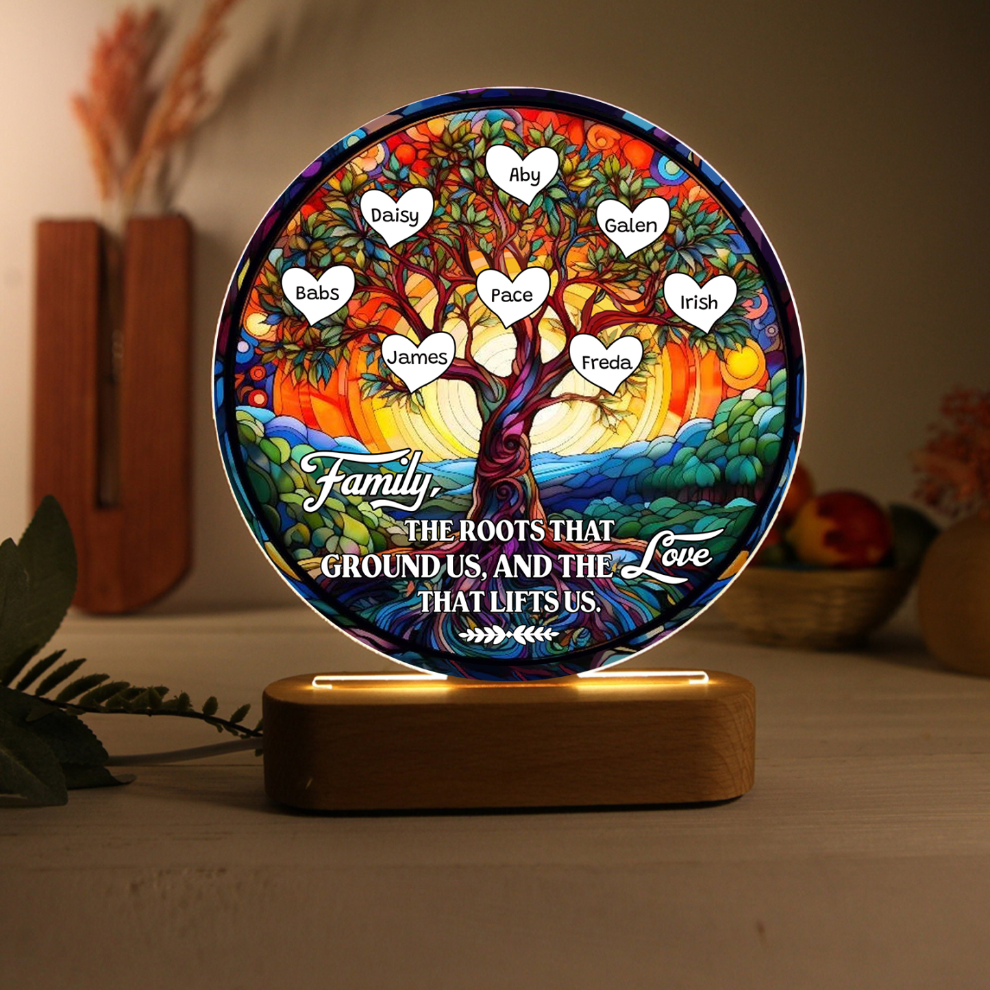 8 Names Personalized Tree of Life LED Night Light Family The Roots That Ground Us and the Love That Lifts Us Gift for Grandparents | Jessemade