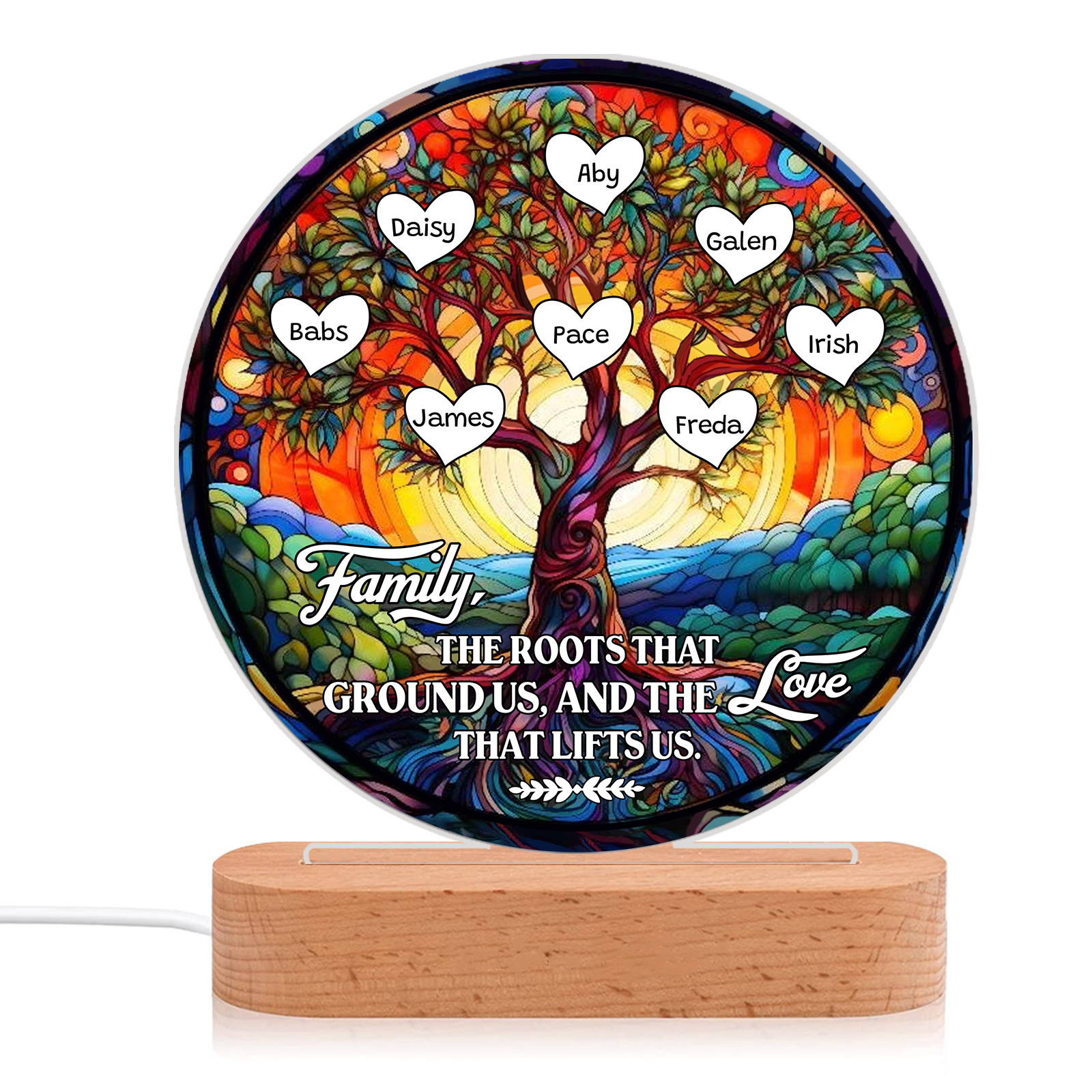 8 Names Personalized Tree of Life LED Night Light Family The Roots That Ground Us and the Love That Lifts Us Gift for Grandparents | Jessemade