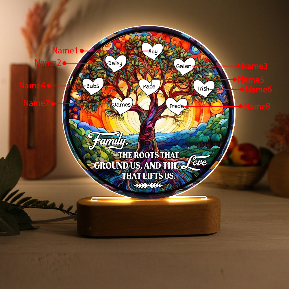 8 Names Personalized Tree of Life LED Night Light Family The Roots That Ground Us and the Love That Lifts Us Gift for Grandparents | Jessemade