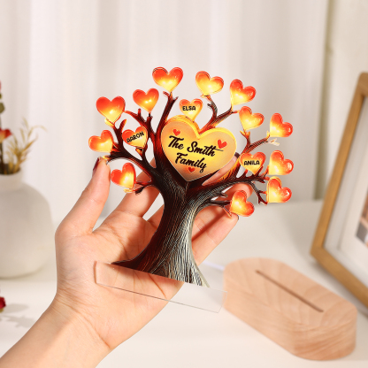 Personalized Family Tree Night Light – LED Lamp with 3 Name & Text – Great Mother’s Day Gift