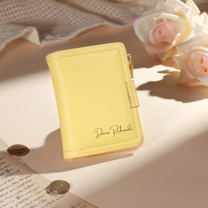 Personalized Leather Zippered Wallet Custom With Photo And Engraved Name