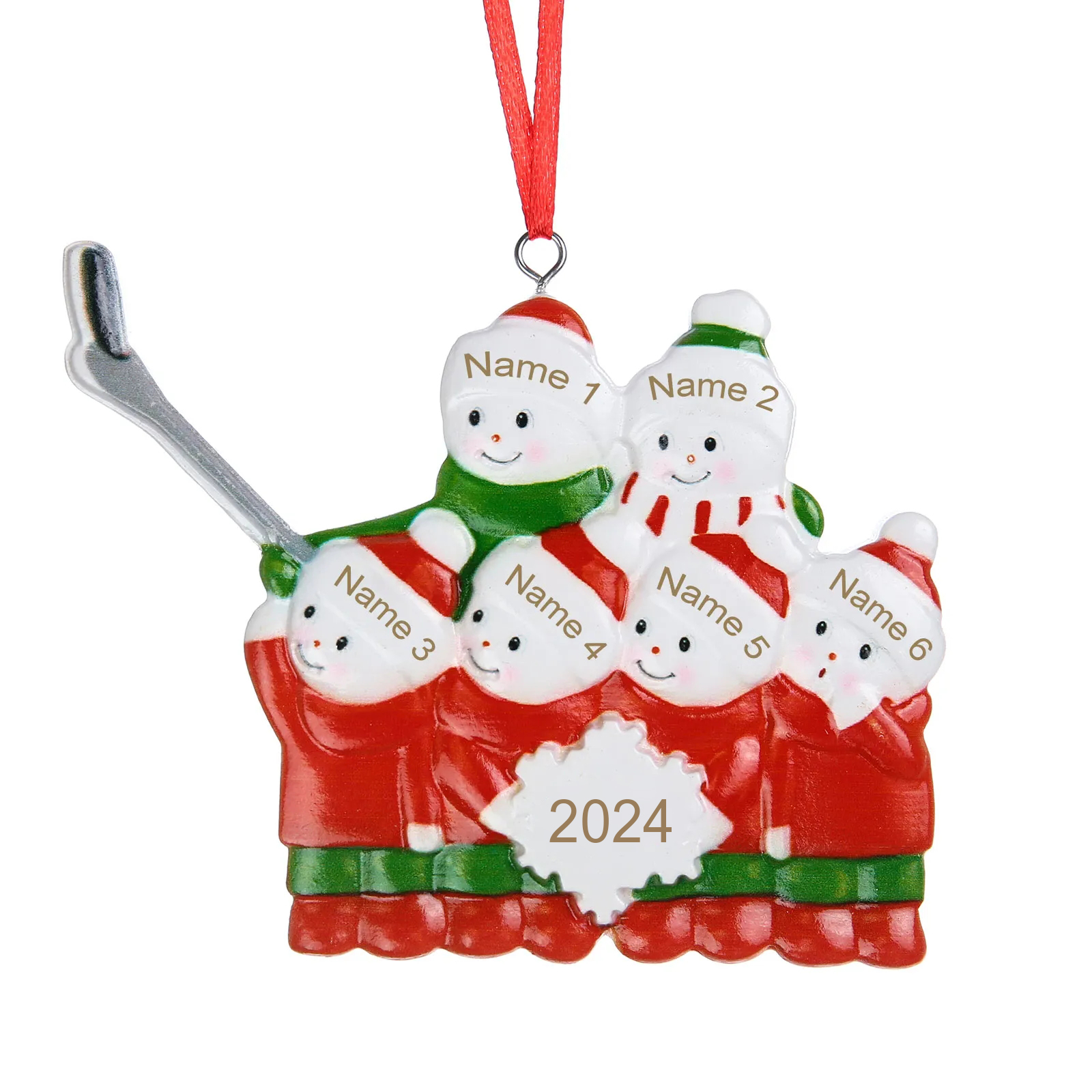 Personalized Snowman Family Ornament - Custom 3-6 Name Christmas Hangi