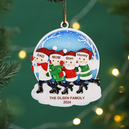 5 Names-Personalized Family Wooden Christmas Xmas Tree Decoration Ornament-Custom 5 Names And Text Hanging Ornament Gifts For Family