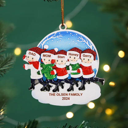 5 Names-Personalized Family Wooden Christmas Xmas Tree Decoration Ornament-Custom 5 Names And Text Hanging Ornament Gifts For Family
