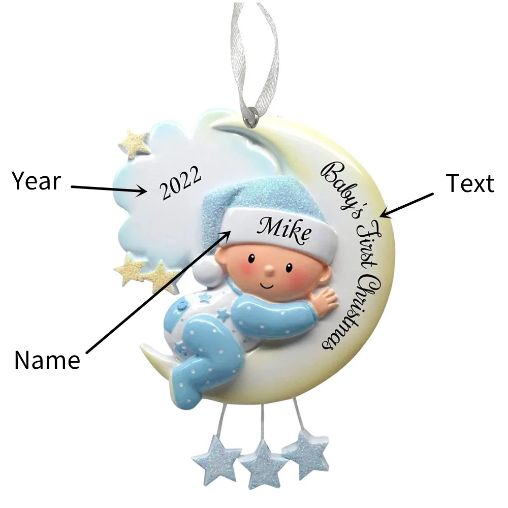 Personalised Baby's First Christmas Ornament Custom Name, Text, Date Baby Christmas Gift | Jessemade