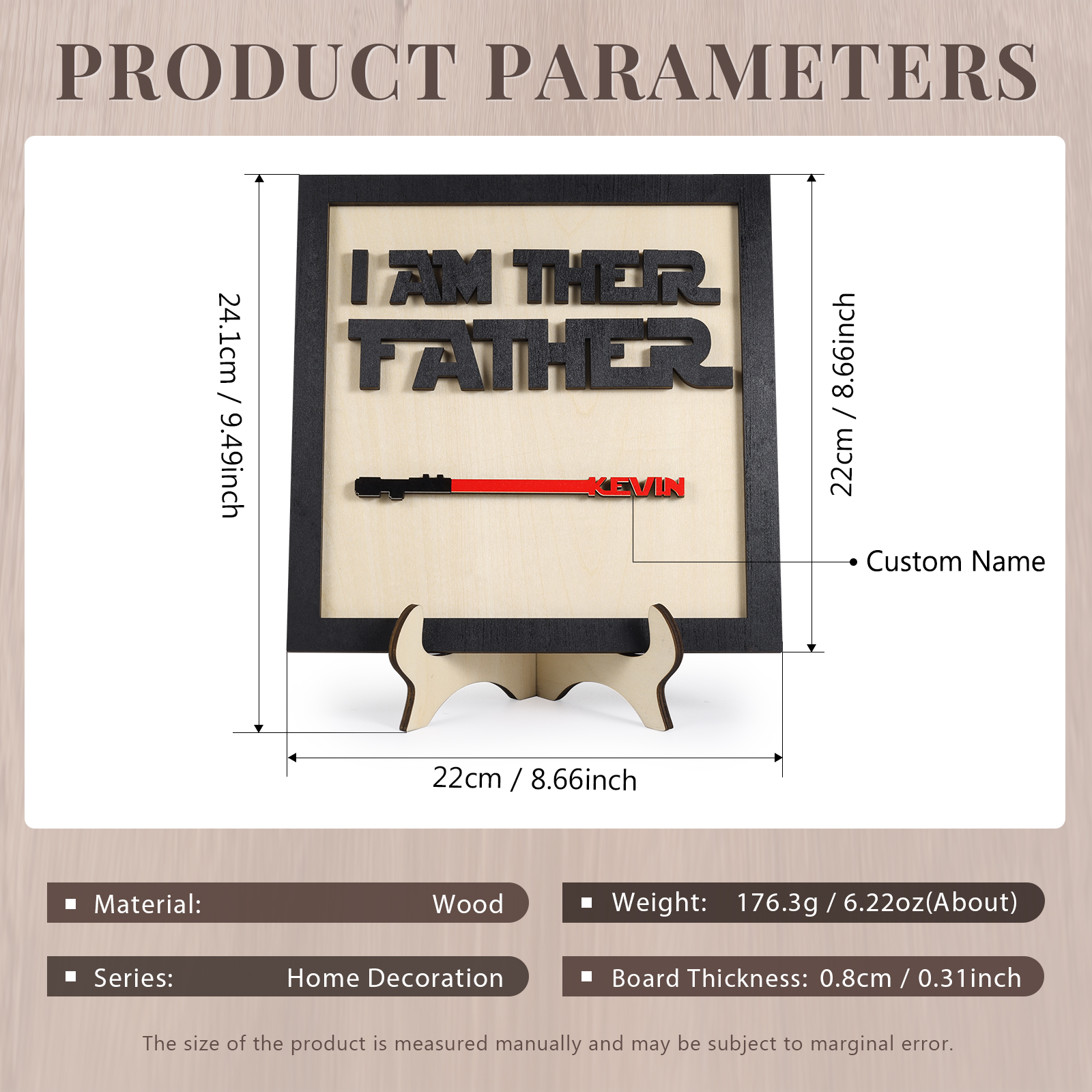 Personalized Star Wars Sign Father's Day Gifts - I AM THEIR FATHER - Wood Sign with 1 Name