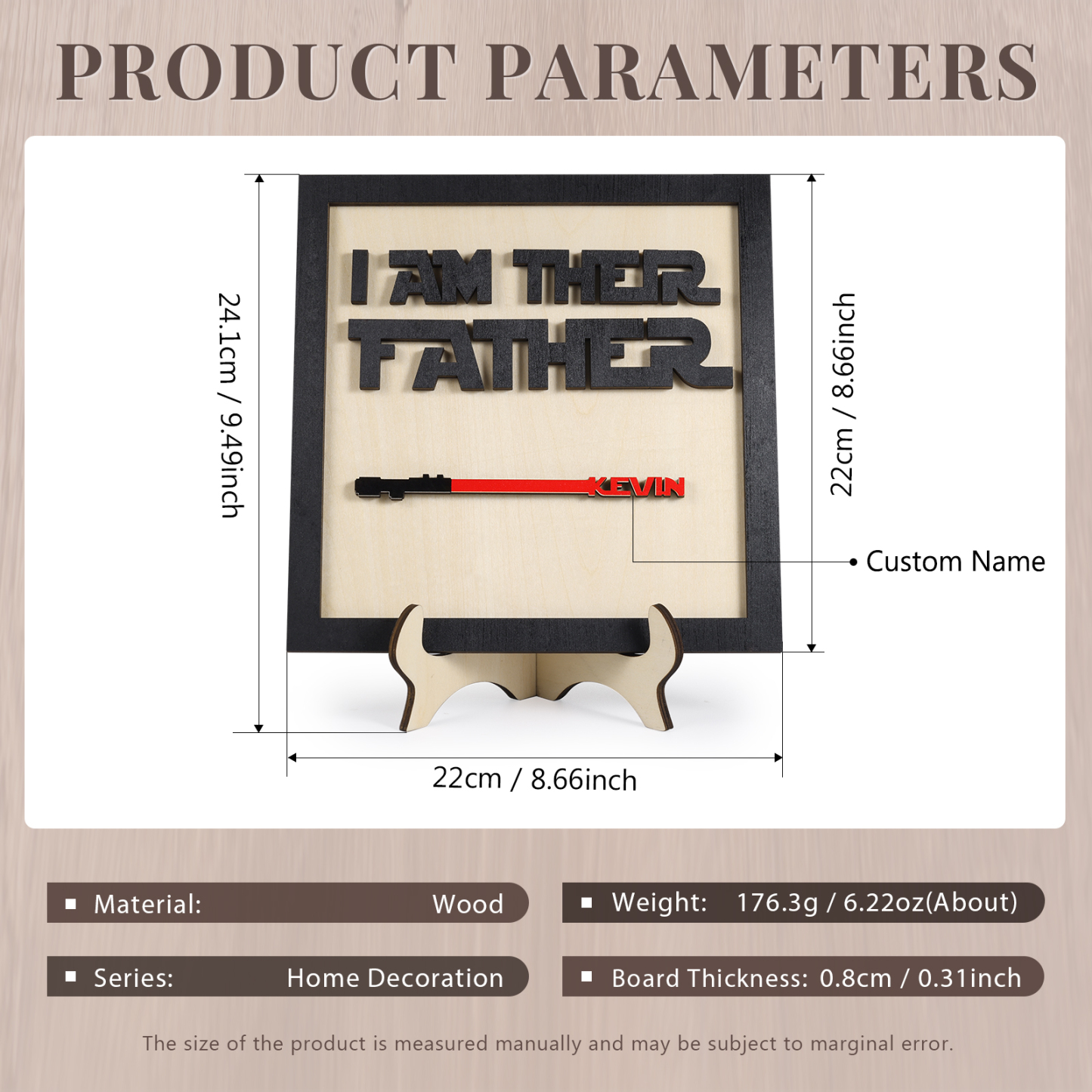 Personalized Star Wars Sign Father's Day Gifts - I AM THEIR FATHER - Wood Sign with 1 Name