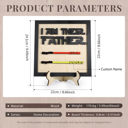 Personalized Star Wars Sign Father's Day Gifts - I AM THEIR FATHER - Wood Sign with 2 Names