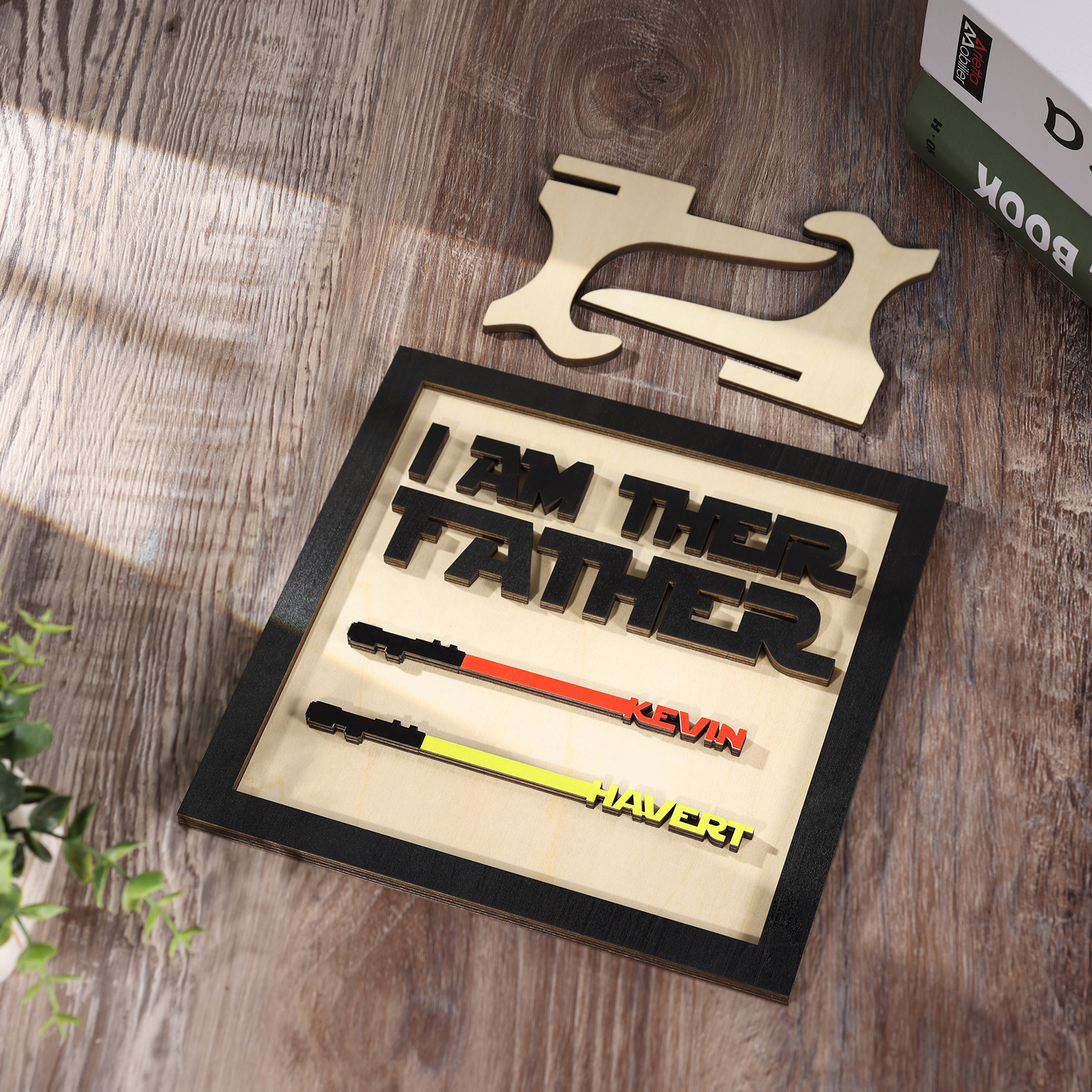 Personalized Star Wars Sign Father's Day Gifts - I AM THEIR FATHER - Wood Sign with 2 Names