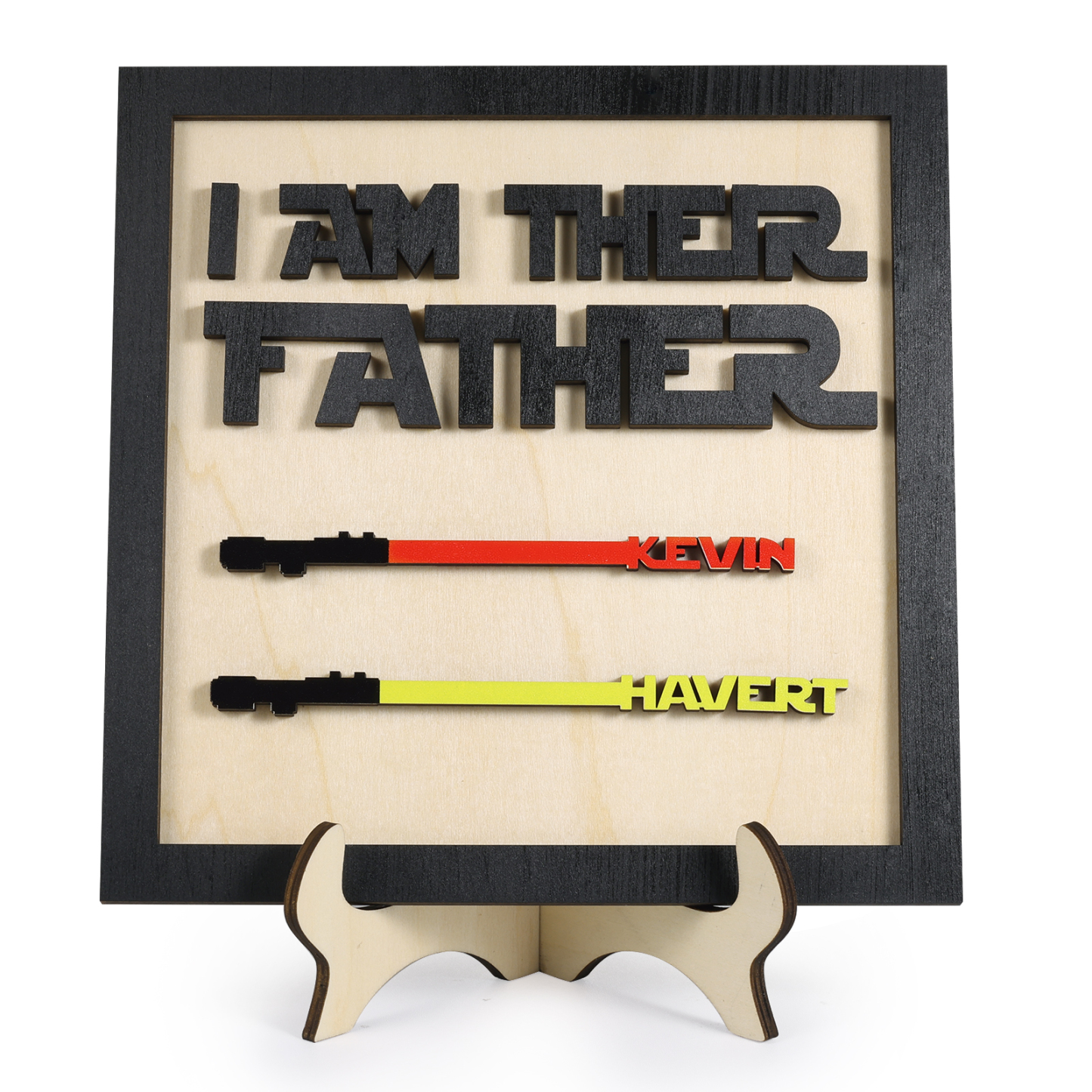Personalized Star Wars Sign Father's Day Gifts - I AM THEIR FATHER - Wood Sign with 2 Names