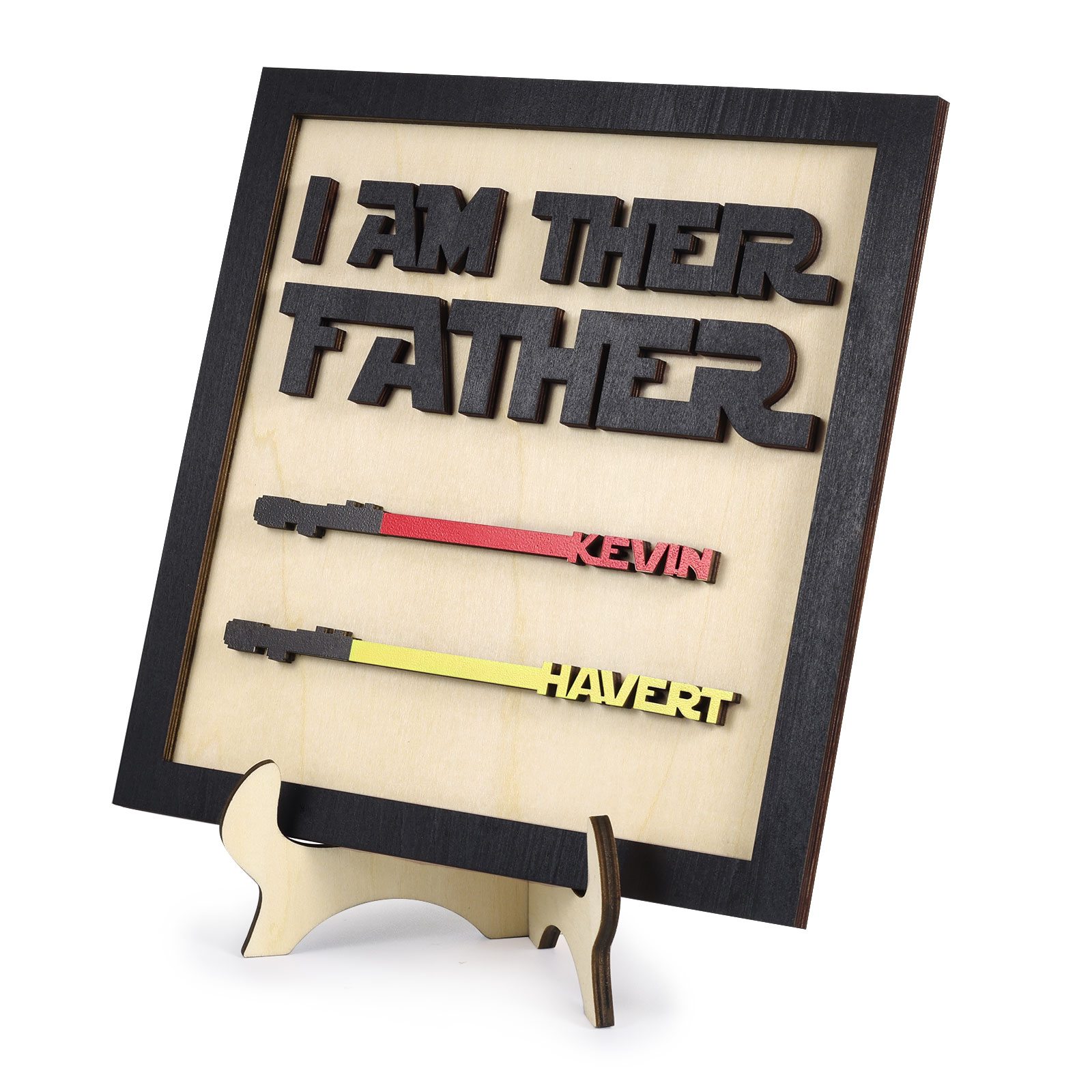 Personalized Star Wars Sign Father's Day Gifts - I AM THEIR FATHER - Wood Sign with 2 Names