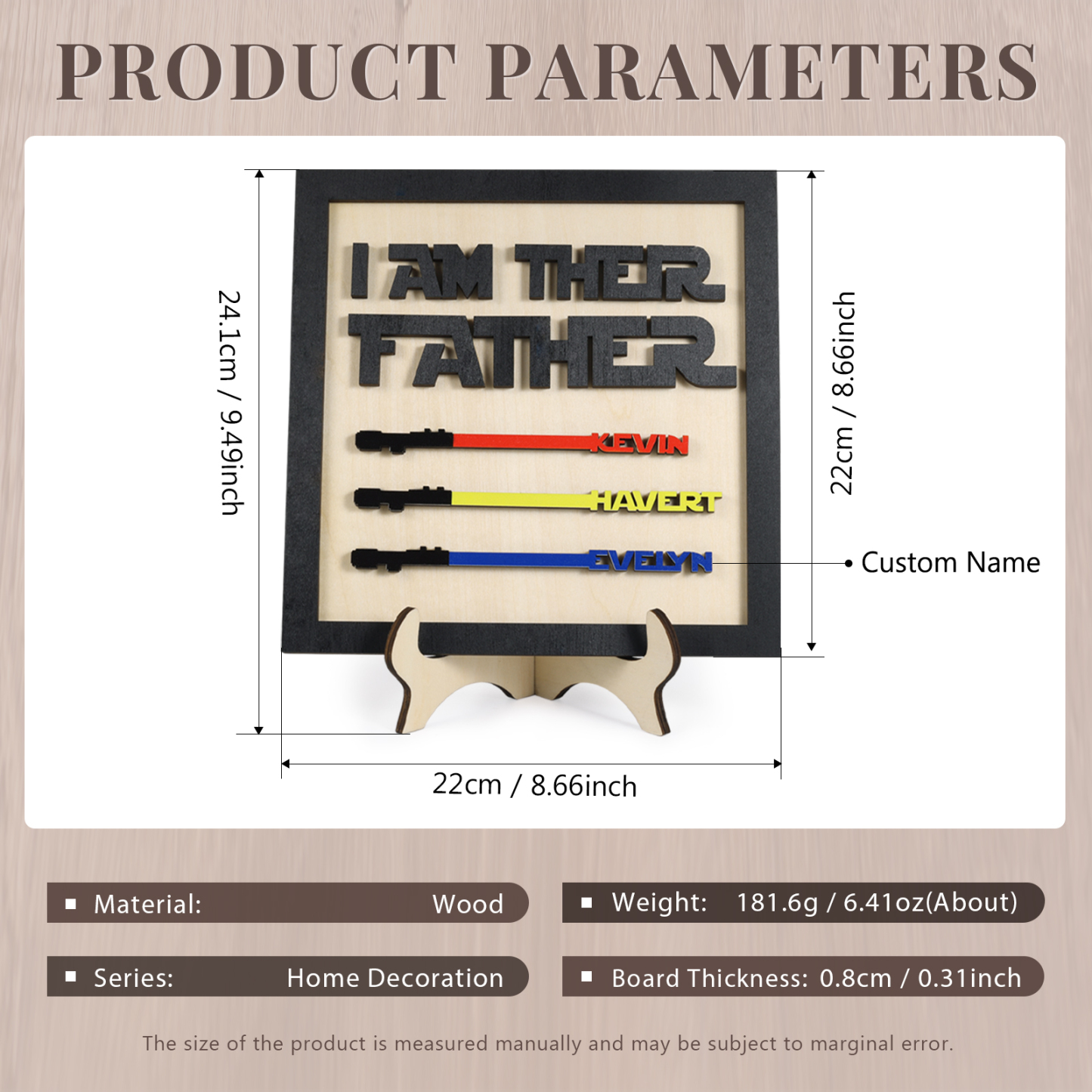 Personalized Star Wars Sign Father's Day Gifts - I AM THEIR FATHER - Wood Sign with 3 Names