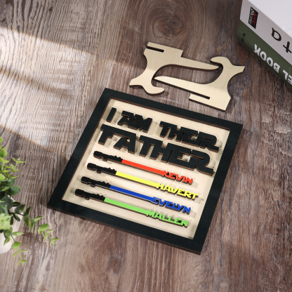 Personalized Star Wars Sign Father's Day Gifts - I AM THEIR FATHER - Wood Sign with 4 Names