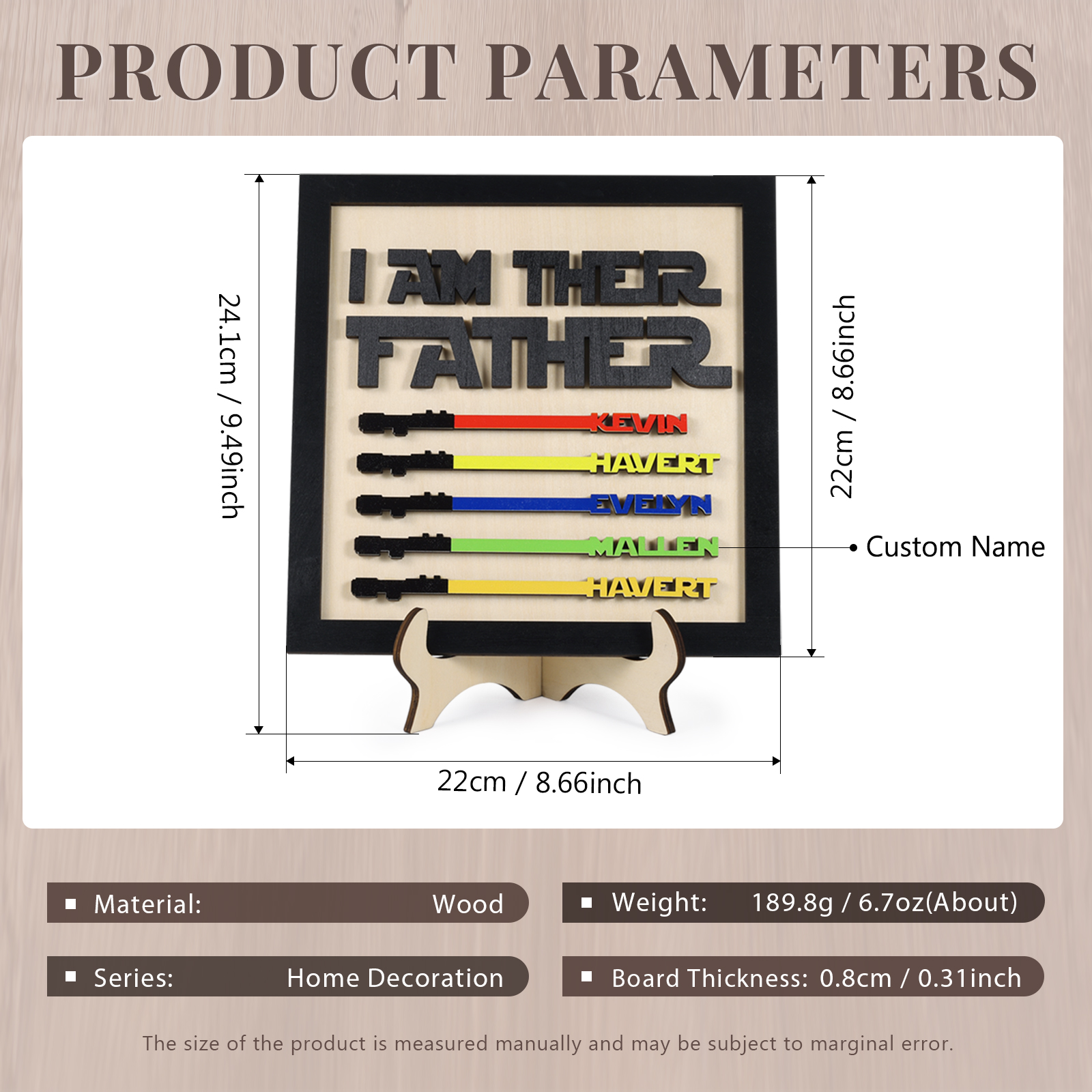 Personalized Star Wars Sign Father's Day Gifts - I AM THEIR FATHER - Wood Sign with 5 Names