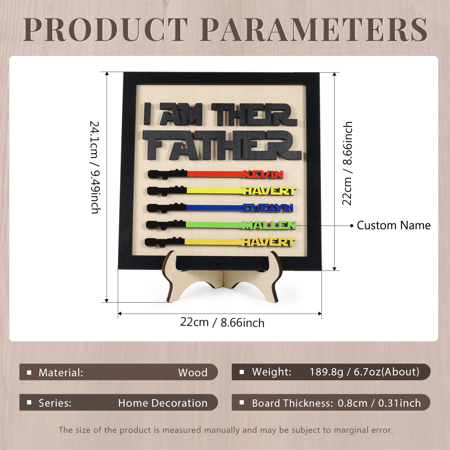 Personalized Star Wars Sign Father's Day Gifts - I AM THEIR FATHER - Wood Sign with 5 Names