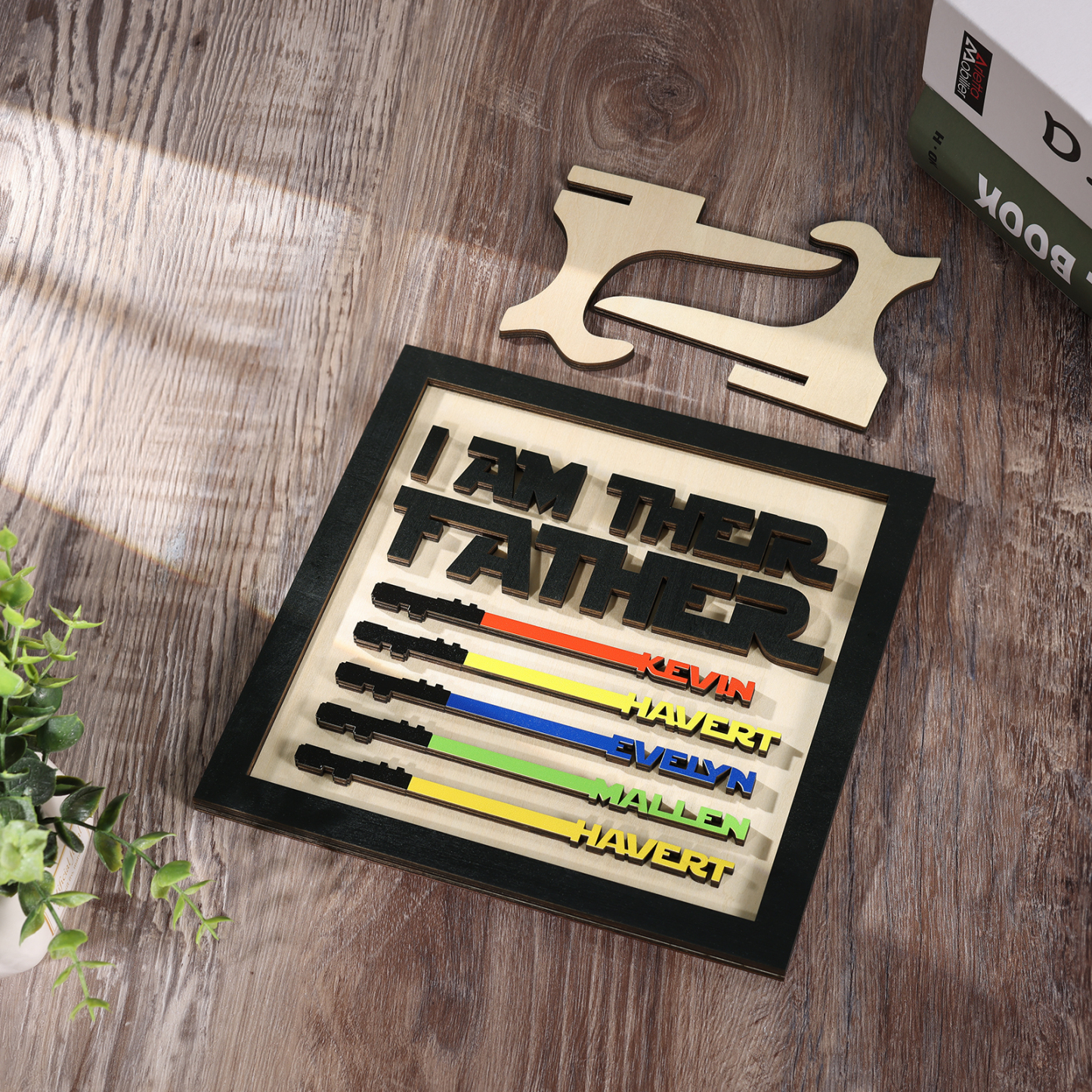 Personalized Star Wars Sign Father's Day Gifts - I AM THEIR FATHER - Wood Sign with 5 Names