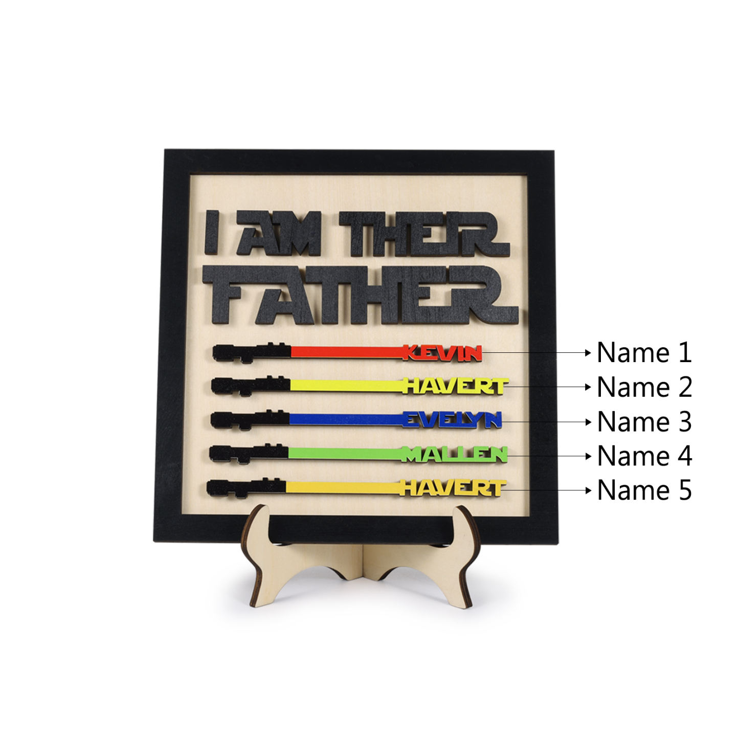 Personalized Star Wars Sign Father's Day Gifts - I AM THEIR FATHER - Wood Sign with 5 Names