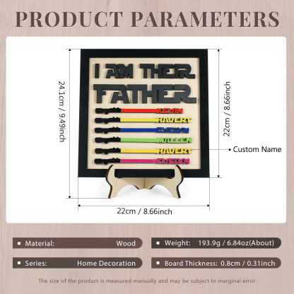 Personalized Star Wars Sign Father's Day Gifts - I AM THEIR FATHER - Wood Sign with 6 Names