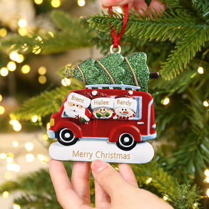 Personalised Christmas Ornament with Santa and Tree - Customize 3 Names and 1 Text Home Decorations | Jessmade