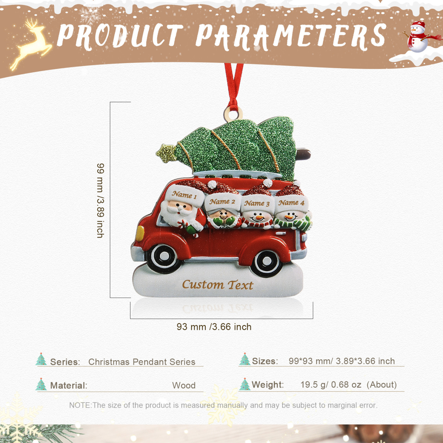 Personalised Christmas Ornament with Santa and Tree - Customize 4 Names and 1 Text Home Decorations | Jessmade