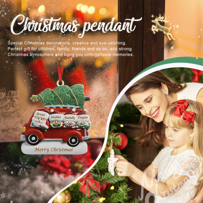 Personalised Christmas Ornament with Santa and Tree - Customize 4 Names and 1 Text Home Decorations | Jessmade