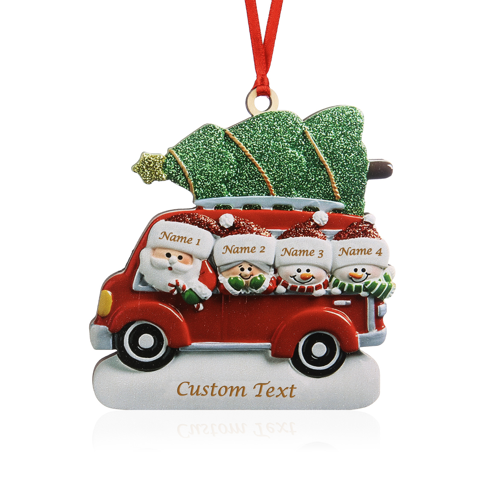 Personalised Christmas Ornament with Santa and Tree - Customize 4 Names and 1 Text Home Decorations | Jessmade
