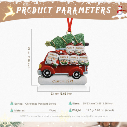 Personalized Christmas Ornament with Santa and Tree - Customize 6 Names and 1 Text Home Decorations | Jessmade