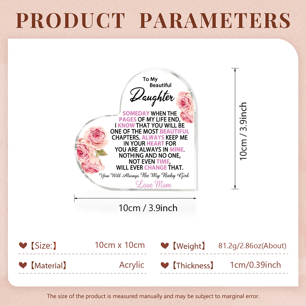 To My Daughter Christmas Gift Set - Personalised Women's Purse Custom Birthflower & Name Heart Acylic Plaque Gift for Her | Jessemade