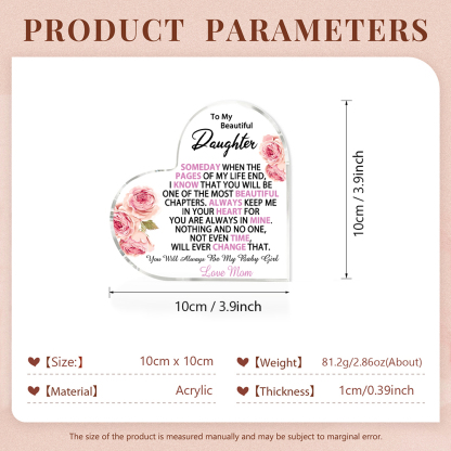 To My Daughter Christmas Gift Set - Personalised Women's Purse Custom Birthflower & Name Heart Acylic Plaque Gift for Her | Jessemade