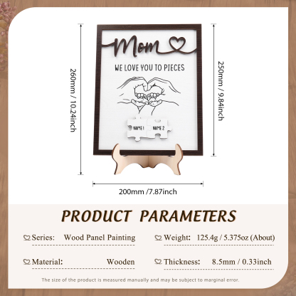 2 Names - Personalized Home Frame Wooden Ornaments Holding Hands Flower Elements Style Ornaments Home Decor for Mom