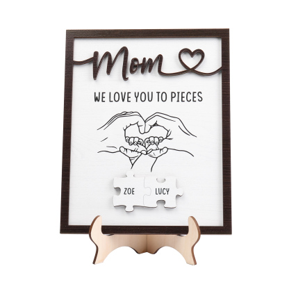 2 Names - Personalized Home Frame Wooden Ornaments Holding Hands Flower Elements Style Ornaments Home Decor for Mom