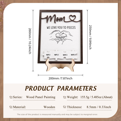 4 Names - Personalized Home Frame Wooden Ornaments Holding Hands Flower Elements Style Ornaments Home Decor for Mom