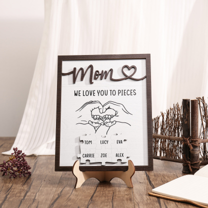 6 Names - Personalized Home Frame Wooden Ornaments Holding Hands Flower Elements Style Ornaments Home Decor for Mom