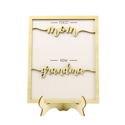 3 Names - Personalized Customized Birth Flower Home Frame Wooden Decoration for Mom/Grandma