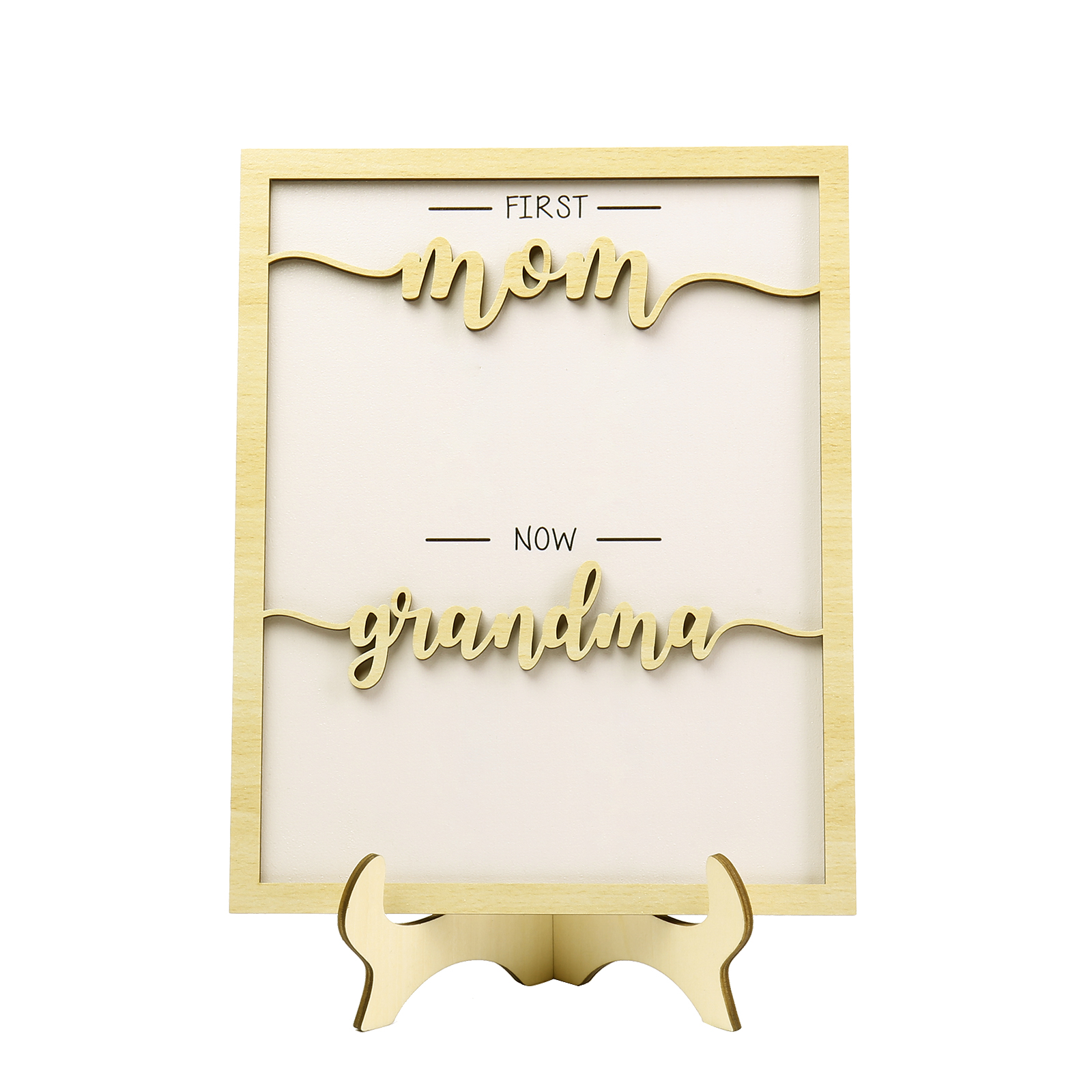 4 Names - Personalized Customized Birth Flower Home Frame Wooden Decoration for Mom/Grandma