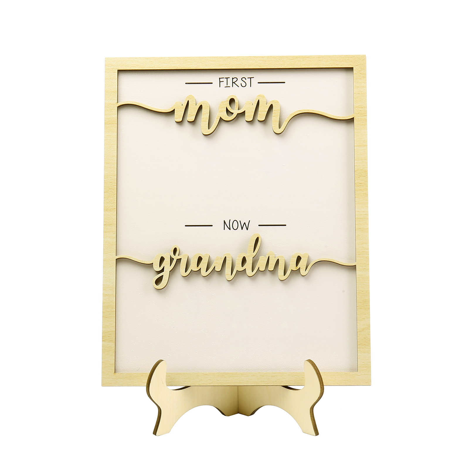 5 Names - Personalized Customized Birth Flower Home Frame Wooden Decoration for Mom/Grandma