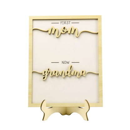 5 Names - Personalized Customized Birth Flower Home Frame Wooden Decoration for Mom/Grandma