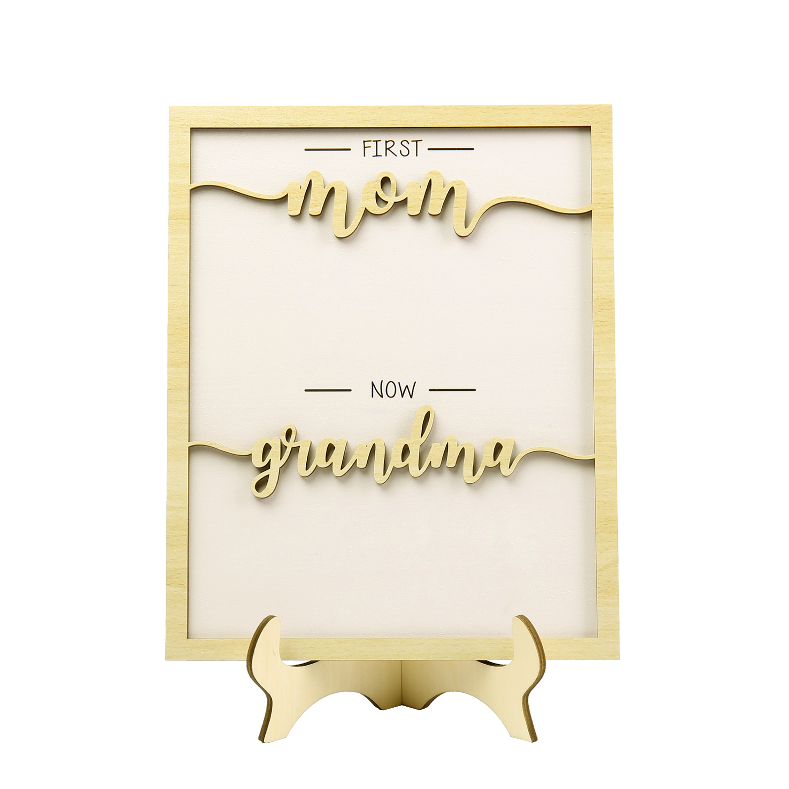 6 Names - Personalized Customized Birth Flower Home Frame Wooden Decoration for Mom/Grandma