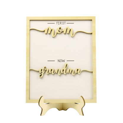 6 Names - Personalized Customized Birth Flower Home Frame Wooden Decoration for Mom/Grandma