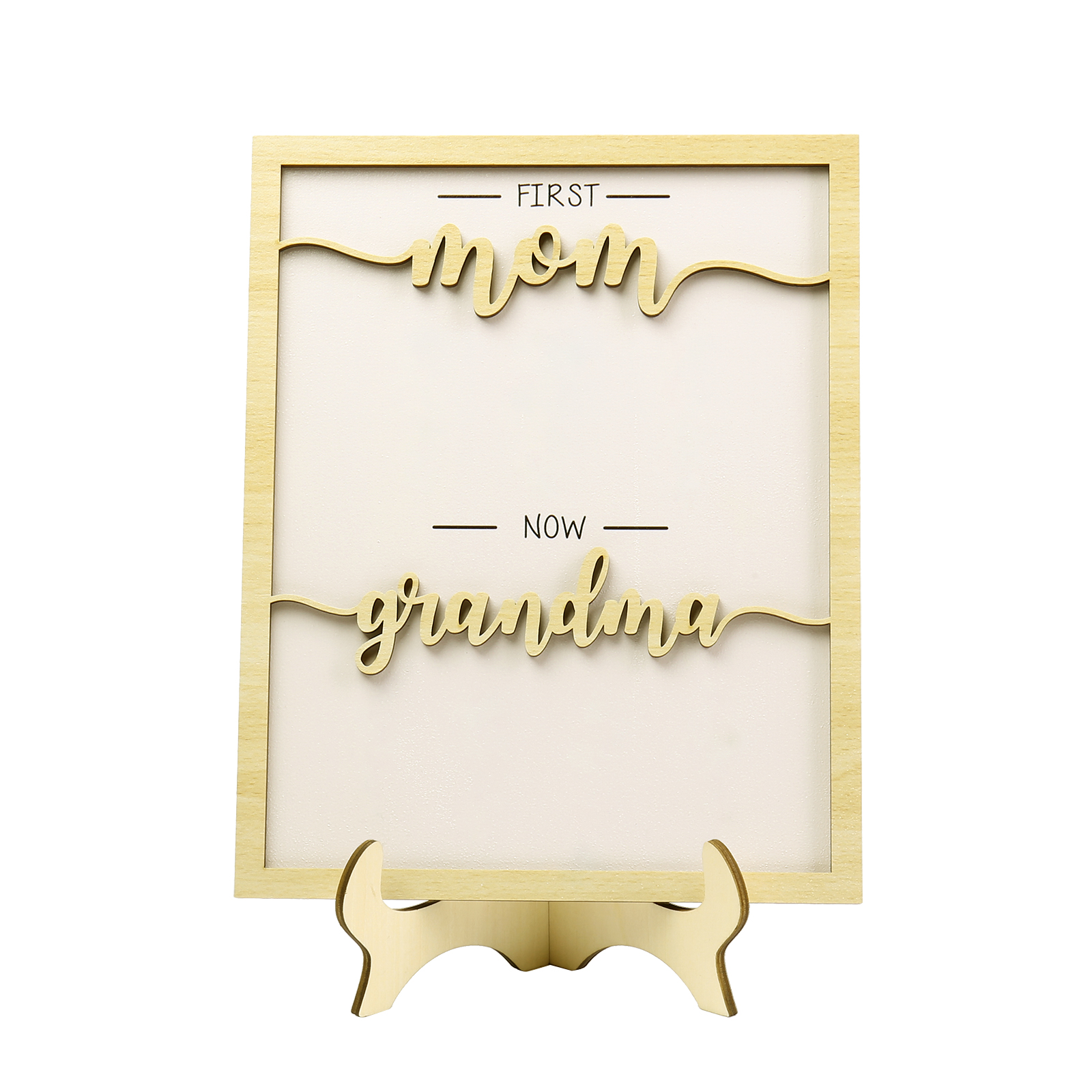 7 Names - Personalized Customized Birth Flower Home Frame Wooden Decoration for Mom/Grandma