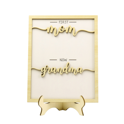 8 Names - Personalized Customized Birth Flower Home Frame Wooden Decoration for Mom/Grandma
