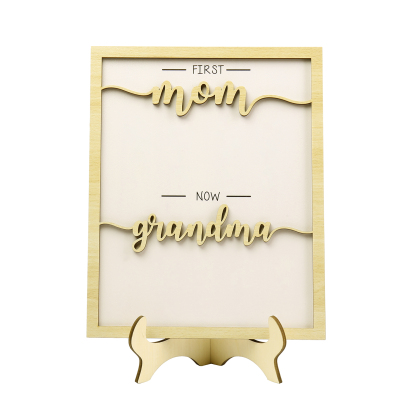 9 Names - Personalized Customized Birth Flower Home Frame Wooden Decoration for Mom/Grandma