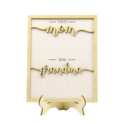 10 Names - Personalized Customized Birth Flower Home Frame Wooden Decoration for Mom/Grandma