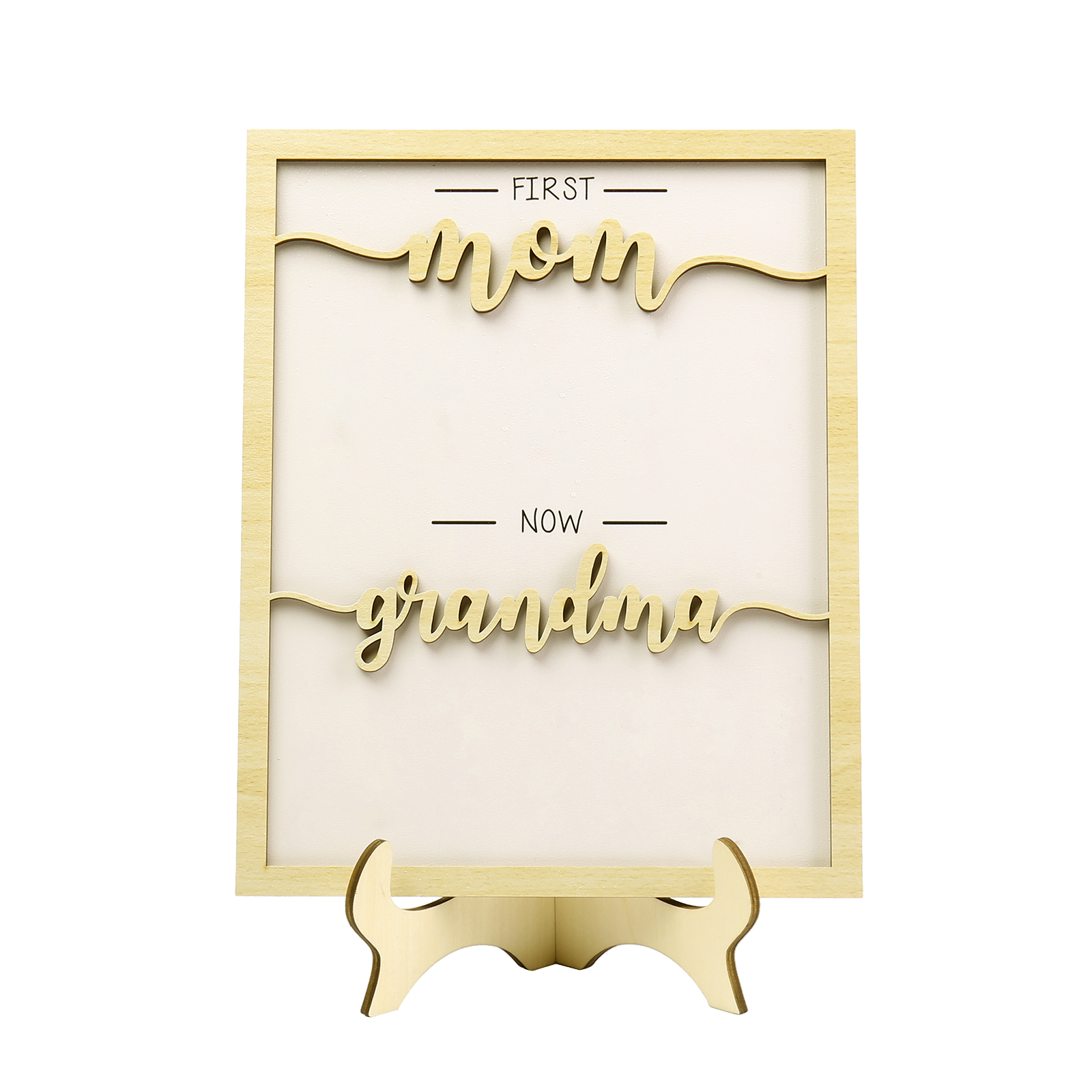 12 Names - Personalized Customized Birth Flower Home Frame Wooden Decoration for Mom/Grandma